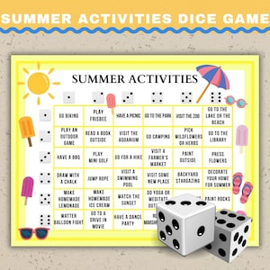 Sommer Aktivitäten Würfelspiel druckbare Sommer Bucket List I'm Bored Jar Aktivitäten Sommer Aktivitäten Checkliste Dinge im Sommer zu tun Poster
