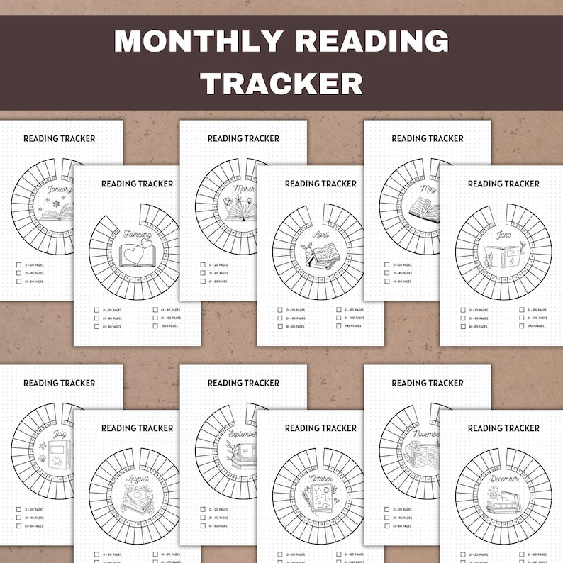this reading journal bundle contains: 12 monthly reading trackers pages for each month