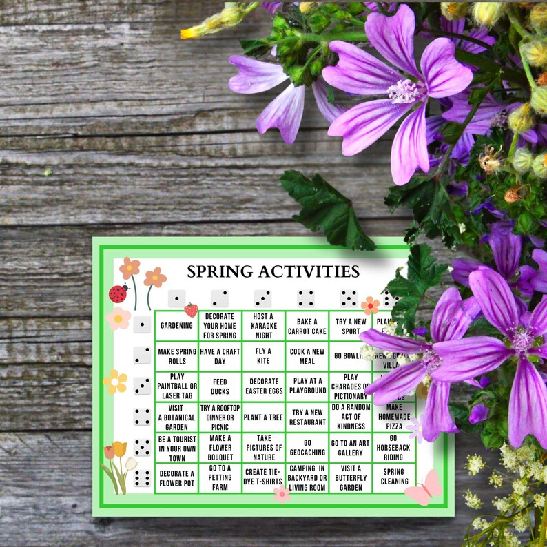 Spring Activities Dice Game Printable Spring Bucketlist I'm Bored Jar ...