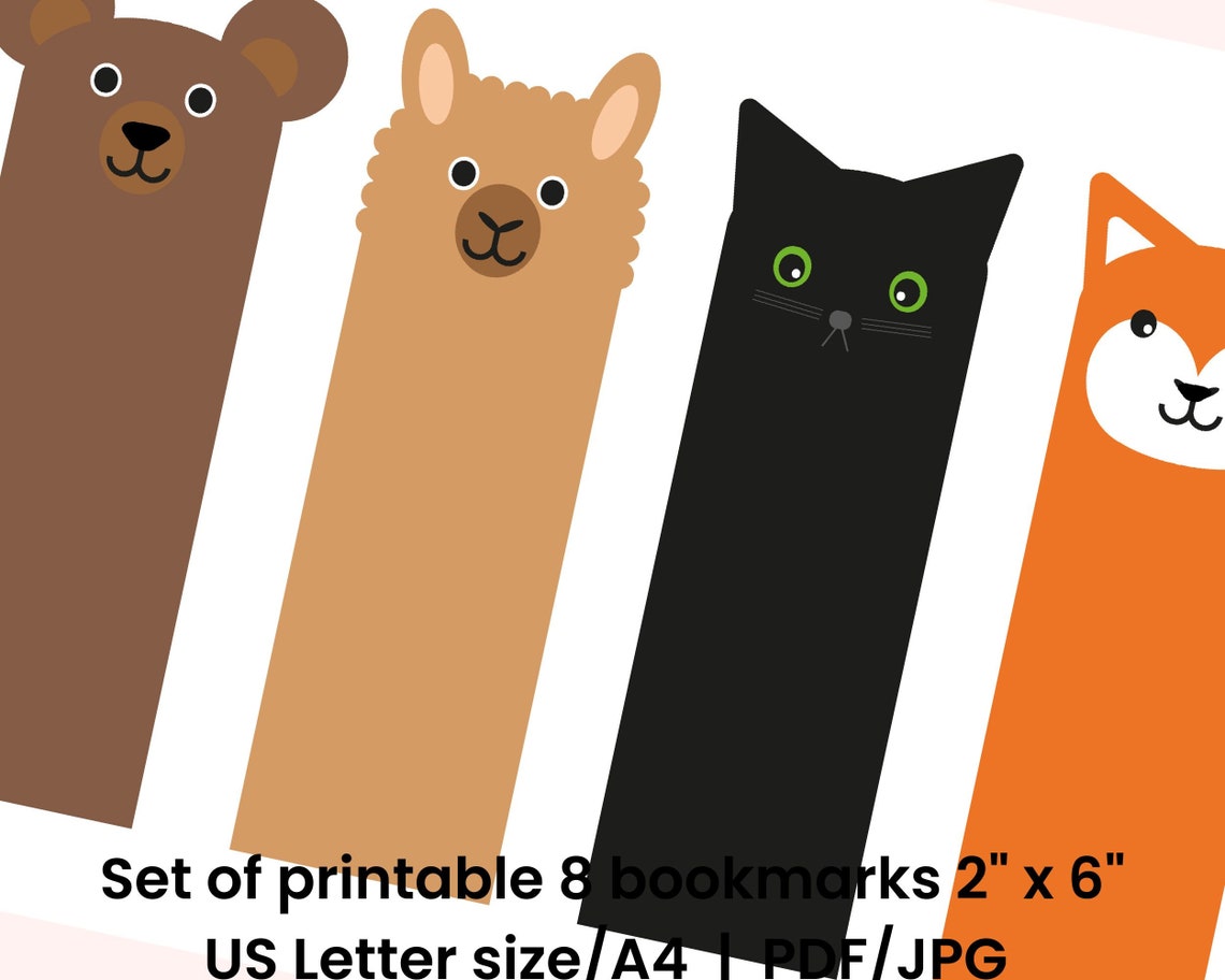 Printable Bookmarks Animal Bookmarks Bundle Set of Etsy