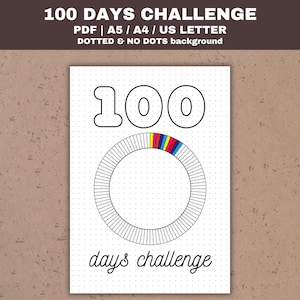 100 Days Challenge Printable 100 Challenge 100 Days Habit Tracker Routine Tracker Bullet Planner Dotted Page PDF