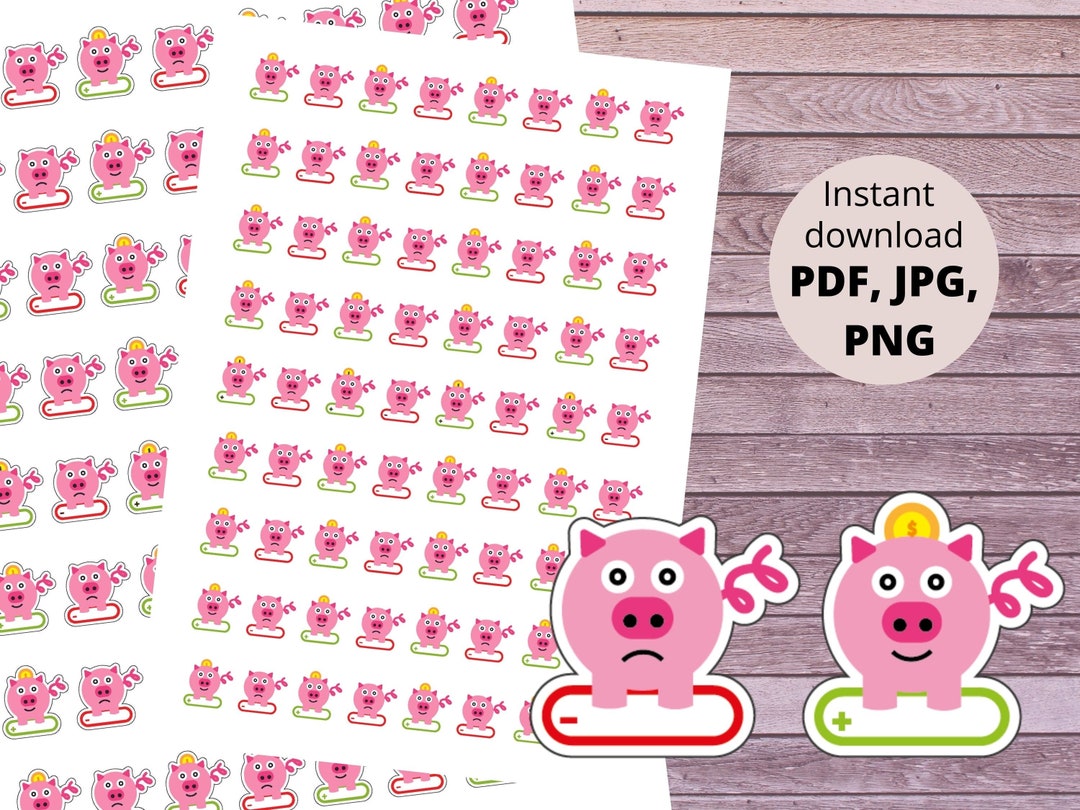 Piggy Bank Stickers Saving Piggy Bank Stickers Decorative Etsy