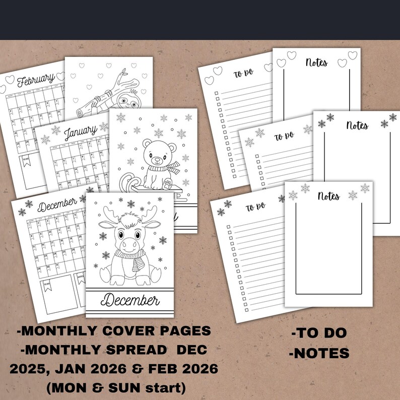 Winter Journal Printable - Monthly Planner Pages, Mood & Habit Trackers ...