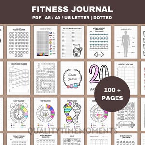 フィットネスプランナー（印刷可能） - 減量＆ワークアウトトラッカージャーナルページ（PDF、ドット入り）