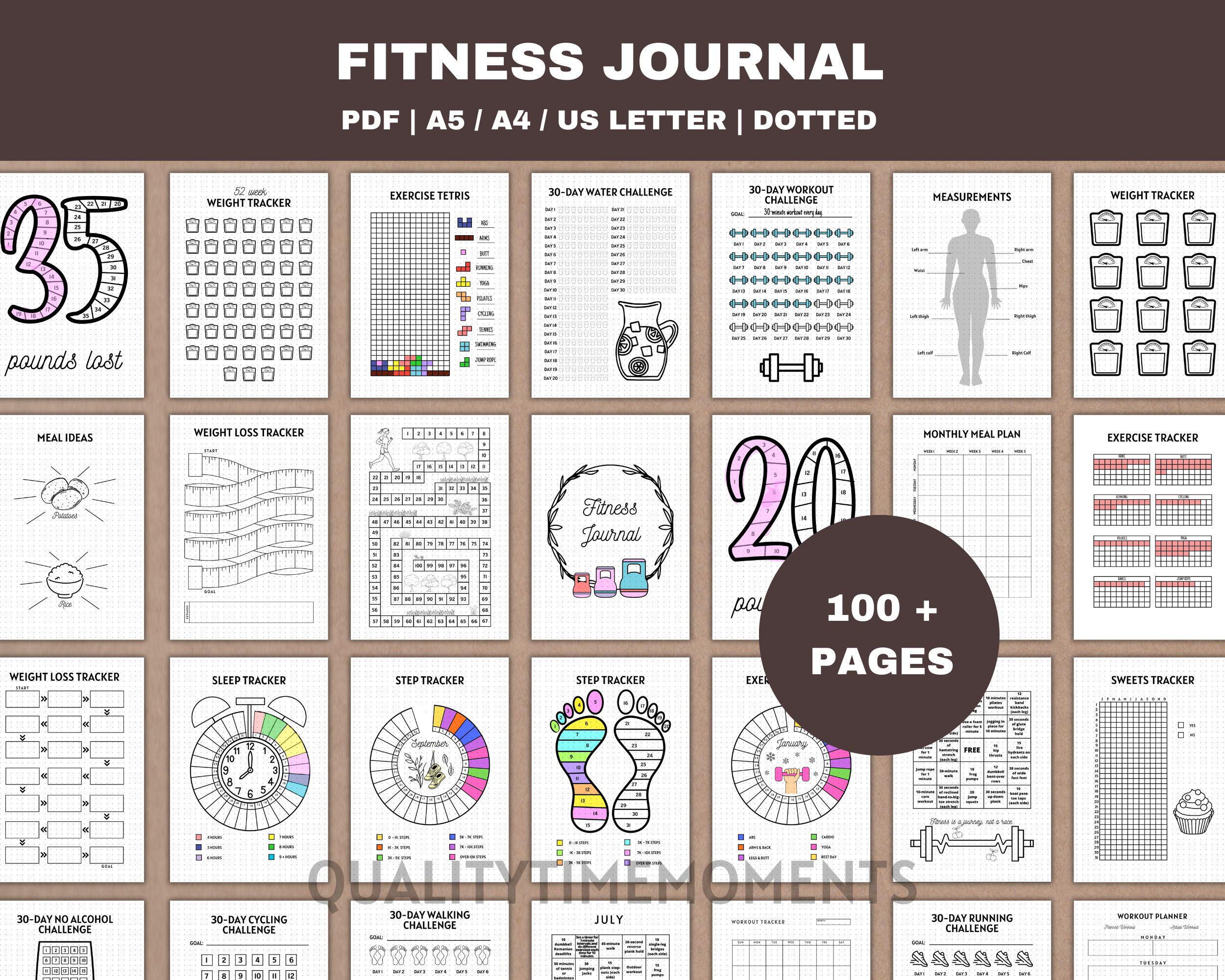 Fitness Planner Printable - Weight Loss & Workout Tracker Journal Pages ...