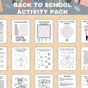 Back to School Activity Sheet Printable Kids Activity Book Back to School Kids Activity Pack