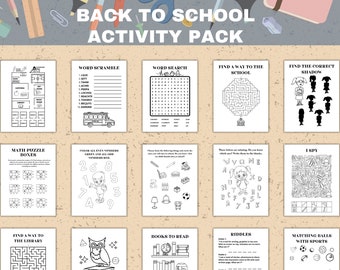 Back to School Activity Pack: Printable Kids Games (PDF Download)