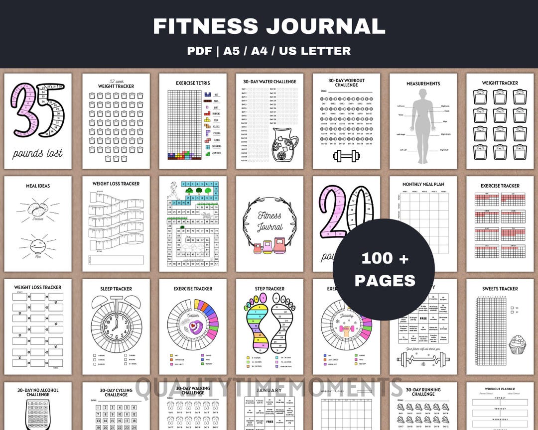 Fitness Journal Printable: Workout &amp; Weight Loss Tracker PDF - Etsy