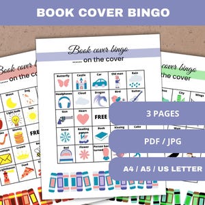 Bingo de portadas de libros, búsqueda del tesoro de libros para niños y adultos, desafío de lectura, bingo de libros, búsqueda del tesoro con temática de libros, juego de biblioteca para niños