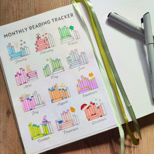 Reading Journal Printable – Book Tracker Pages, Reading Challenge PDF (Dotted) image 16