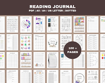 Reading Journal Printable – Book Tracker Pages, Reading Challenge PDF (Dotted)