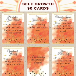 Cartes de croissance personnelle imprimables Défis quotidiens de développement personnel Instructions et affirmations pour le développement personnel PDF