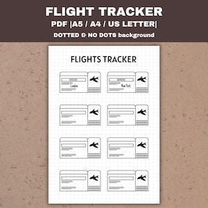 Flight Tracker Printable Flight Log Travel Journal Bullet Planner Inserts Page Dotted Journal PDF