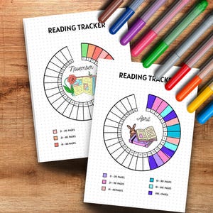 Reading Journal Printable – Book Tracker Pages, Reading Challenge PDF (Dotted) image 10