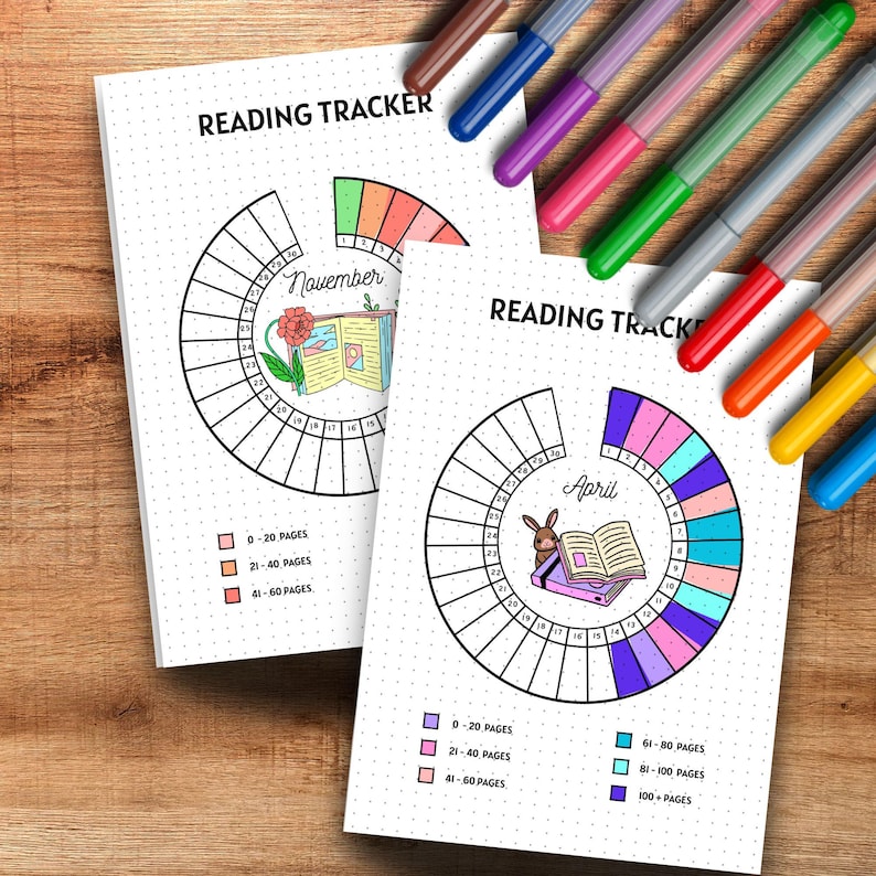 Reading Journal Printable – Book Tracker Pages, Reading Challenge PDF (Dotted) image 10
