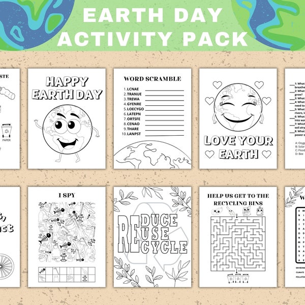 Earth Day Activity Pages Earth Day Kids Activity Book Printable Classroom Earth Day Coloring Pages Earth Day Games for Kids