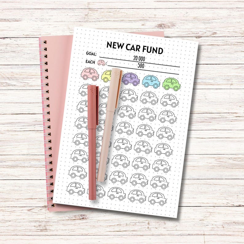 New Car Savings Challenge Printable Car Savings Fund First Car Savings ...