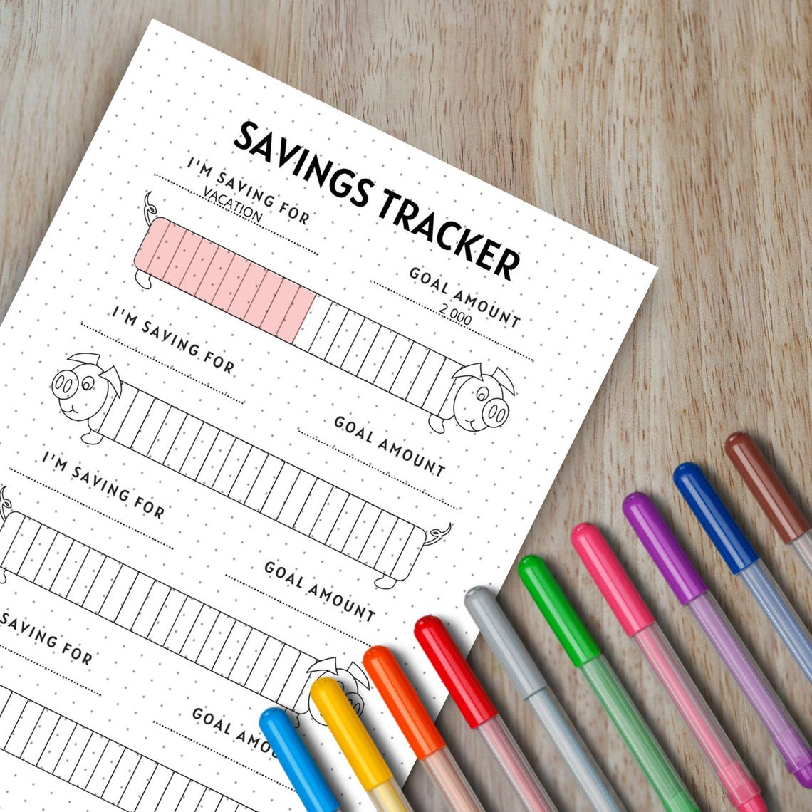 Piggy Banks Savings Tracker Printable: Budget Planner, Financial Goal ...