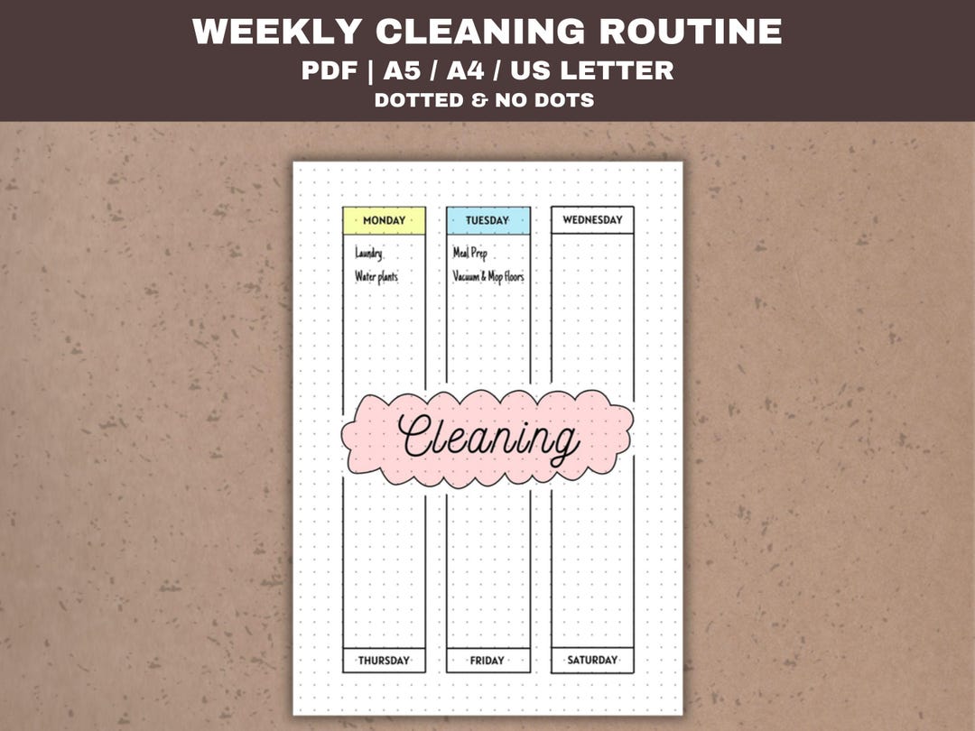 Weekly Cleaning Routine Printable: Chore List Planner (PDF) - Etsy