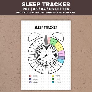Slaaptracker Afdrukbaar slaaplogboek Maandelijks slaaptracker Afdrukbare planner invoegen fitnessdagboek Wellness-dagboek Dot Grid Journal PDF