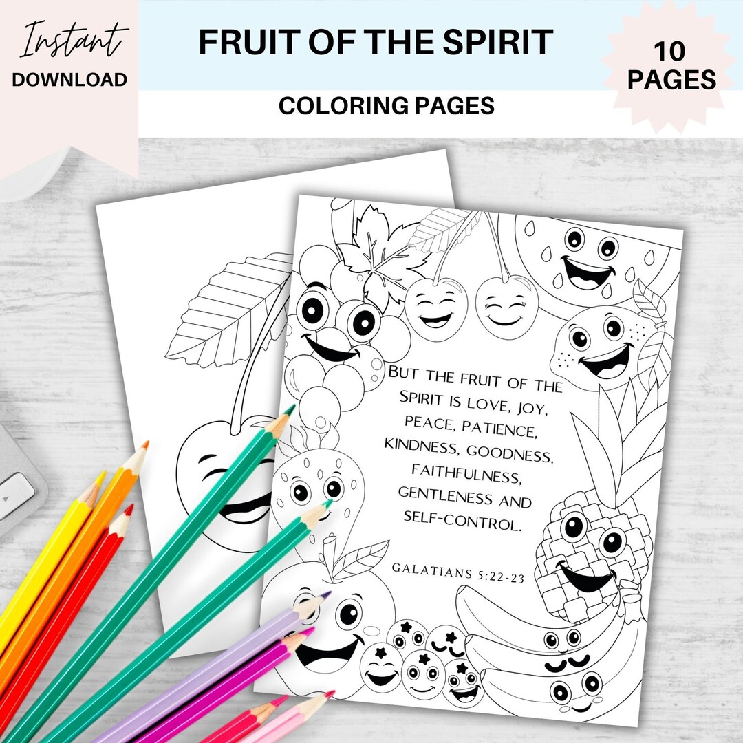 Fruit of the Spirit Coloring Pages Fruit of Holy Spirit Bible Verse