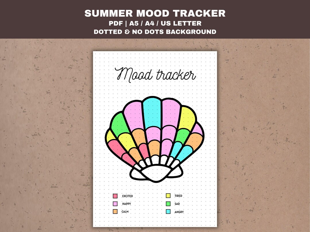 Summer Mood Tracker: Seashell Printable Journal Page (PDF) - Etsy