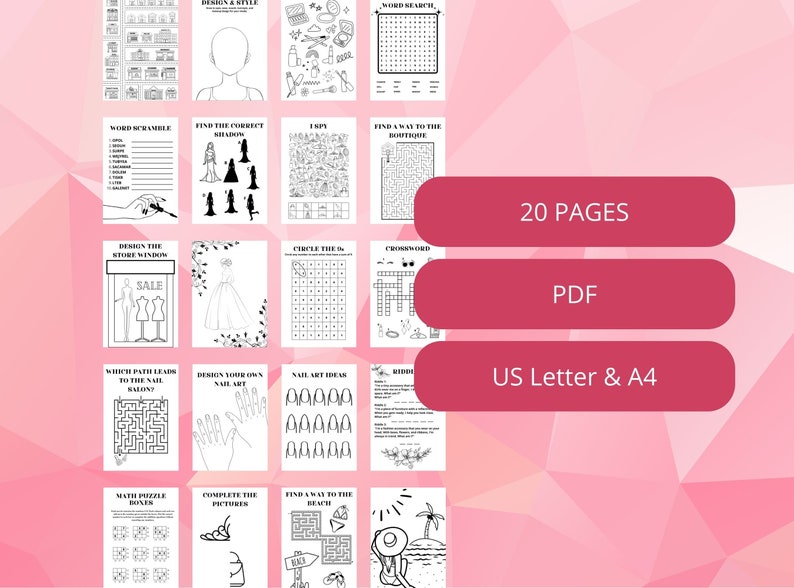 There are 20 pages in PDF format. Sizes are US letter size and A4 paper.