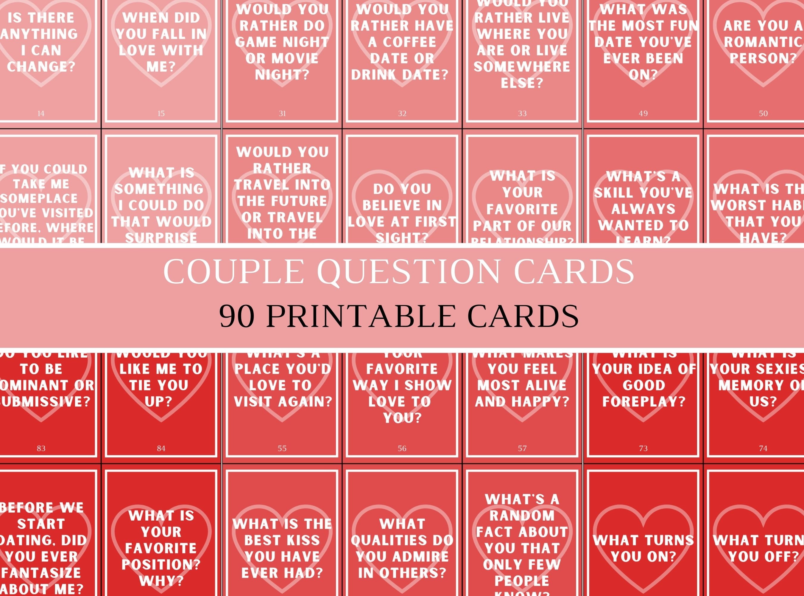Couple Intimacy Question Cards Printable Couples Card Game, 58 OFF