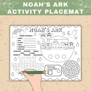 Noah&#39;s Ark Activity Placemat: Bible Story Coloring Page (PDF)