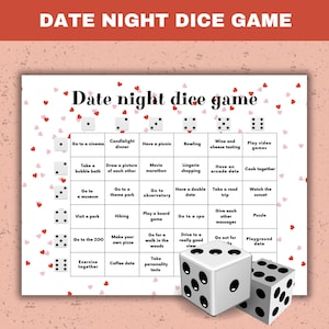Couples Dice Game Valentines day dice game Printable Date Night Ideas Date Nights Dice Game Today's Date Night Couple Game