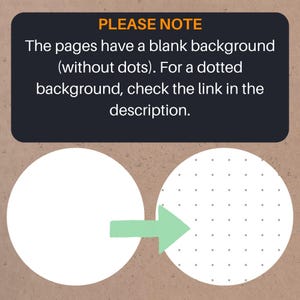 Pode incluir: Imagem mostrando uma compara&ccedil;&atilde;o de duas p&aacute;ginas circulares. A p&aacute;gina esquerda est&aacute; em branco, enquanto a p&aacute;gina direita tem um fundo pontilhado. O texto no topo diz "PLEASE NOTE" e explica a diferen&ccedil;a.