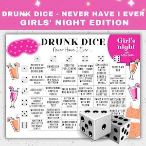 Juego de beber para la noche de chicas Juego imprimible para la fiesta de la noche de chicas Juego de dados borrachos Juego de despedida de soltera Juego de la noche de chicas Beber si la noche de chicas está en el juego