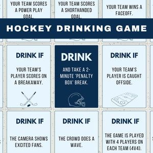 Jeu à boire de hockey Fête de hockey imprimable à boire Jeu de cartes Jeu de fête de hockey Cadeau de hockey pour lui Cadeau de dernière minute Cadeau pour fan de sport