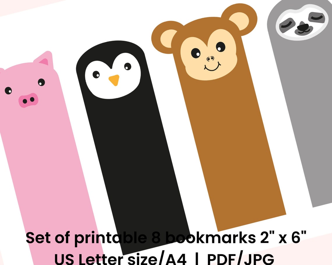 Printable Bookmarks Animal Bookmarks Bundle Set of Etsy