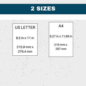 May include: Two paper sizes are shown: US Letter, 8.5 inches by 11 inches, and A4, 8.27 inches by 11.69 inches. The measurements are also shown in millimeters.