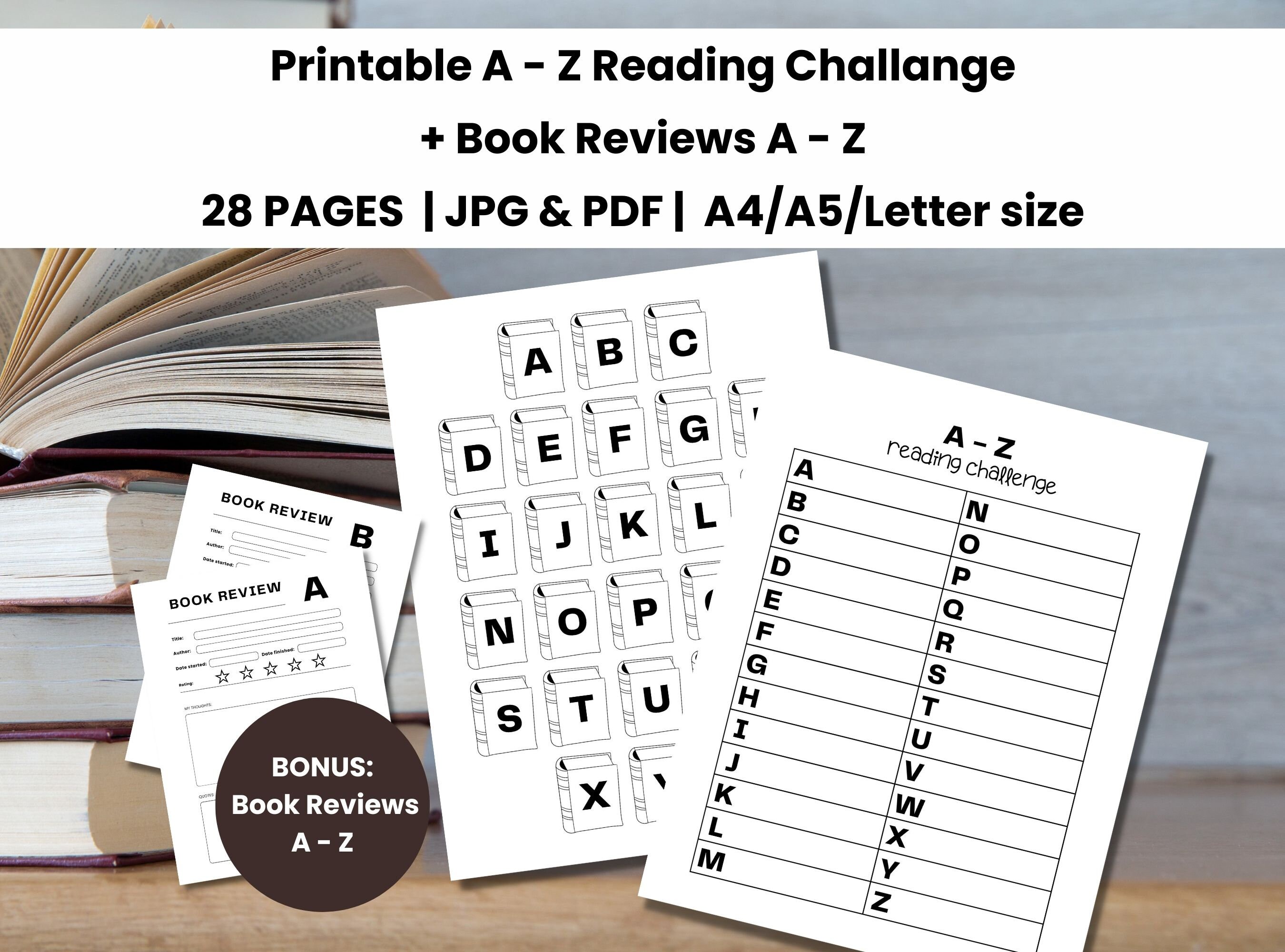 A to Z Reading Challenge Printable, ABC Reading List, Book Reviews A Z A to Z Reading Challenge Printable, ABC Reading List, Book Reviews A Z