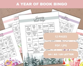 Book Bingo Reading Challenge Printable: TBR Game (PDF/JPG)