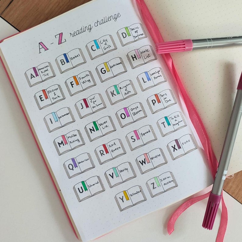 Reading Journal Printable – Book Tracker Pages, Reading Challenge PDF (Dotted) image 18