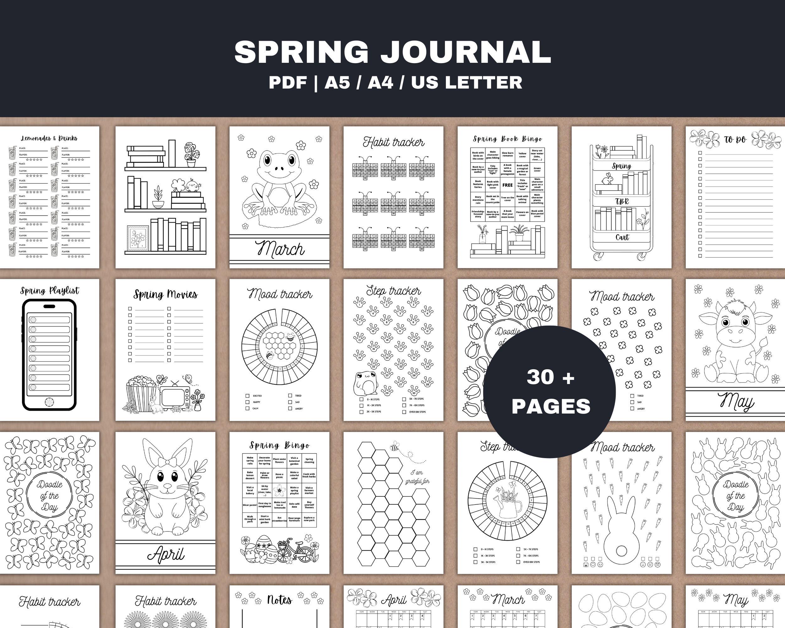 Spring Journal Printable - Monthly Planner Pages, Mood & Habit Trackers ...