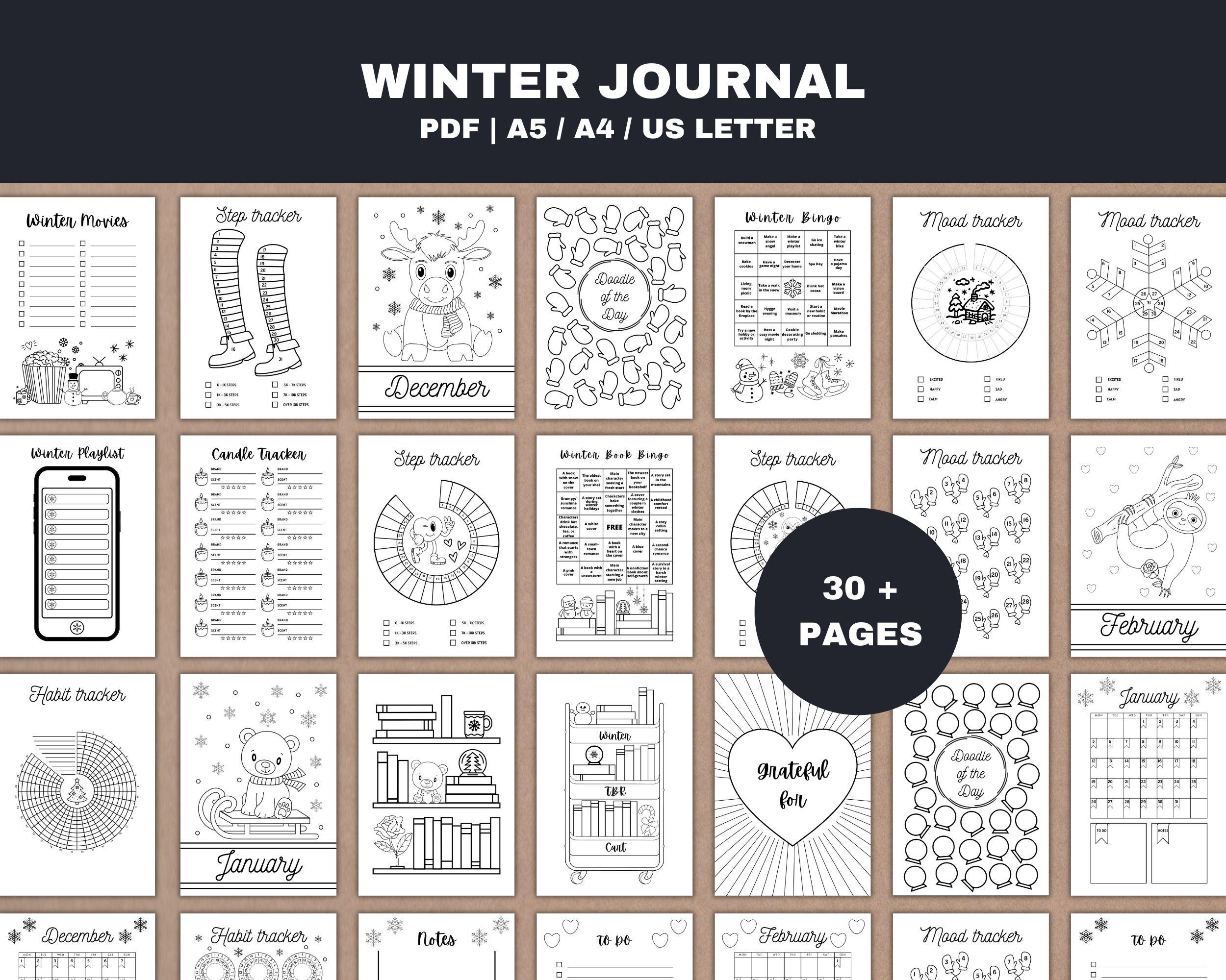 Winter Journal Printable - Monthly Planner Pages, Mood & Habit Trackers ...