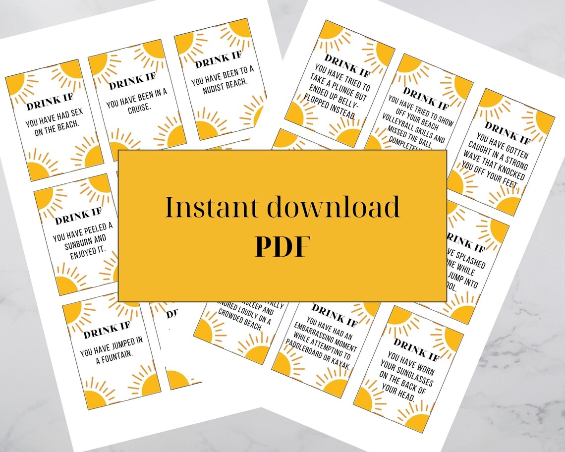Drink If Cards Summer Printable Drinking Game Never Have I - Etsy