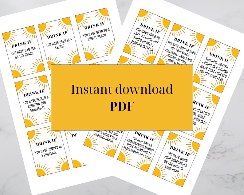 Drink If Cards Summer Printable Drinking Game Never Have I - Etsy