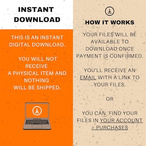 This is an instant digital download. You will not receive a physical item and nothing will be shipppe. Your files will be available to download one payment is confirmed.