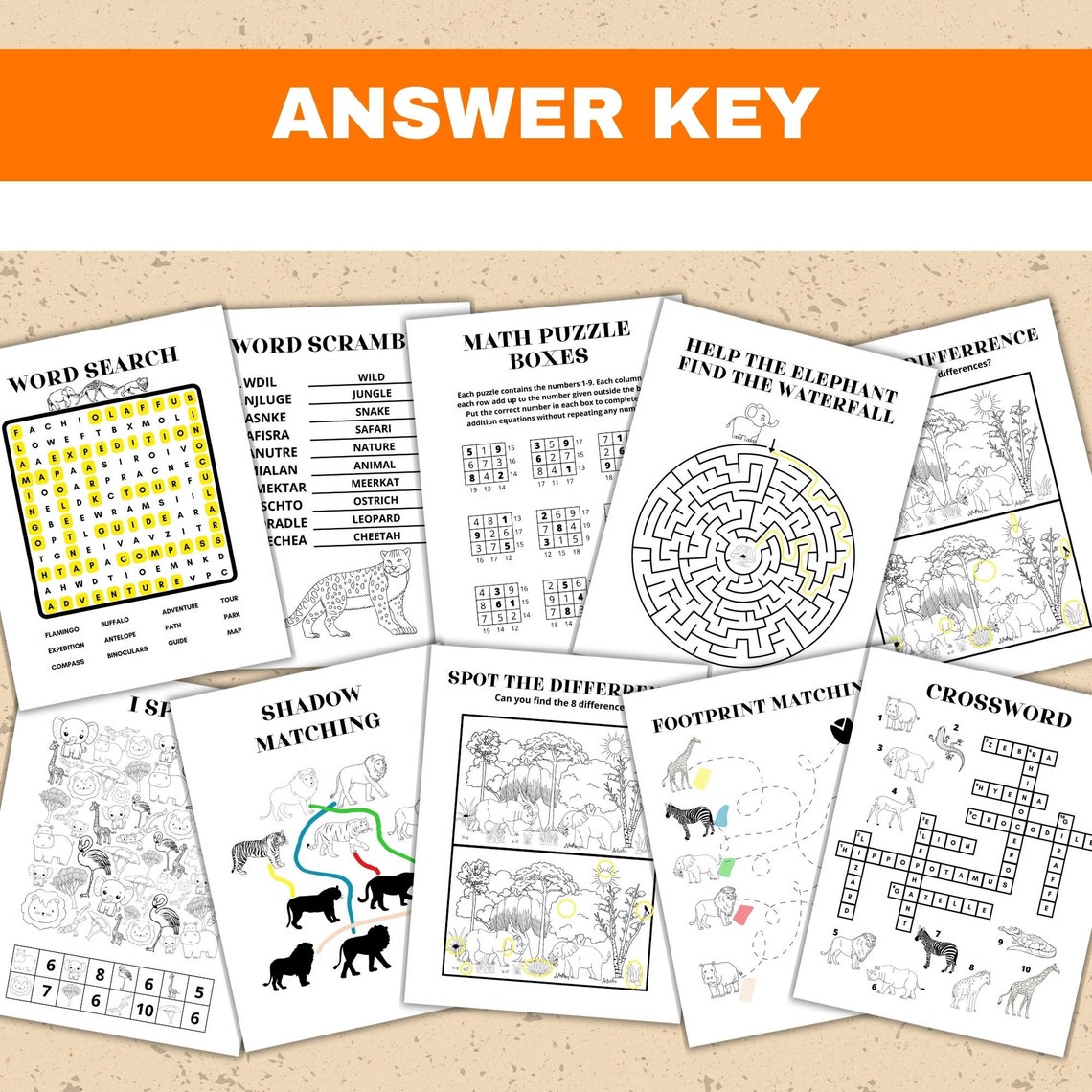 Safari Activity Sheets Printable Activity Book Safari Kids Safari