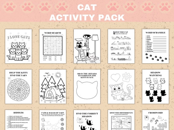 Cat Activity Sheets Printable Kitty Coloring Pages & Games