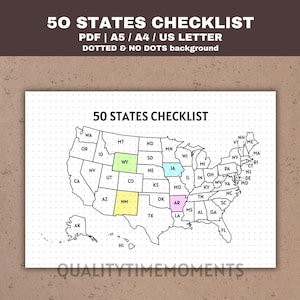 50 States Travel Tracker Map - USA Travel Journal Page Printable