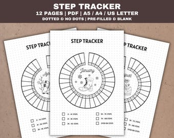 Walking Tracker Printable Fitness Journal Page, Monthly Step Tracker, Activity Log PDF