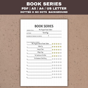 Book Series Tracker: Reading Journal Printable (A4, A5, US Letter PDF)