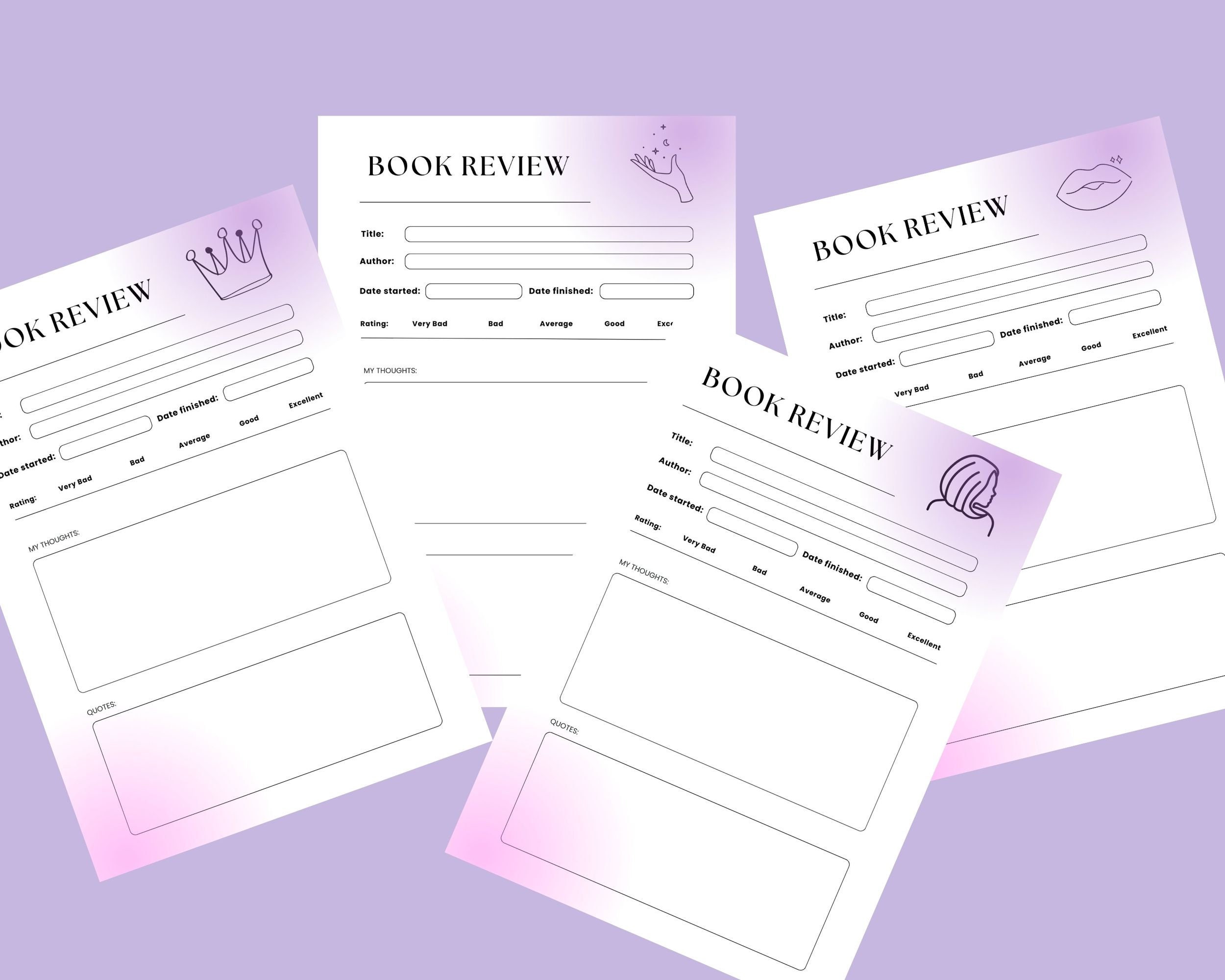 Book Review Template Printable Reading Journal Book Genre - Etsy