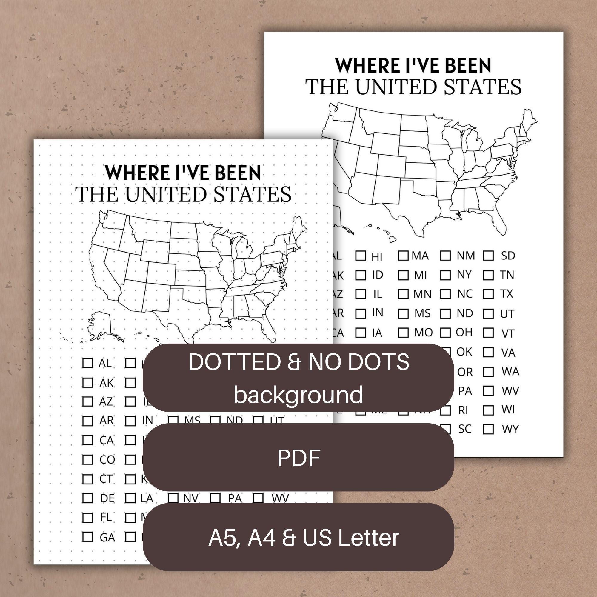 50 States Travel Tracker Map - US Map Checklist Printable PDF - Etsy